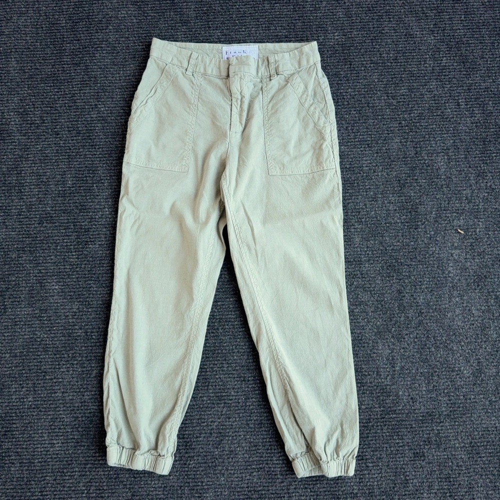 Frank & Eileen Jameson Jogger Pants Womens 6 Sage Green Excellent Cotton Linen